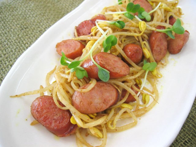 子大豆もやし芽ぐみのカレー炒め