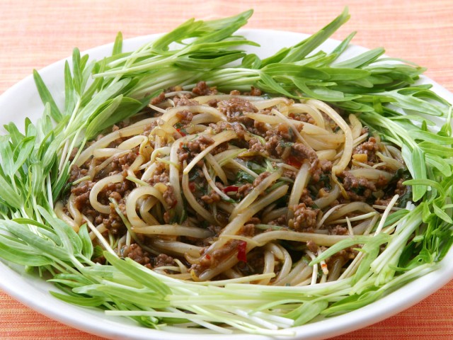 空心菜の新芽入りもやし麻婆